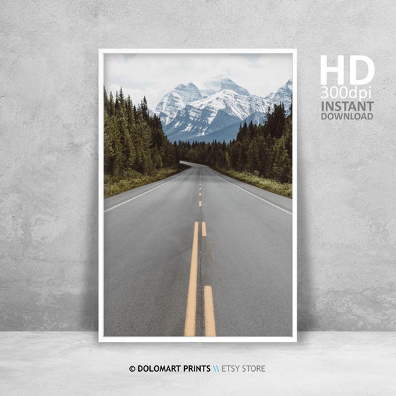 Mountain Road Photography Print, Nordic Landscape Poster (Digital Download)