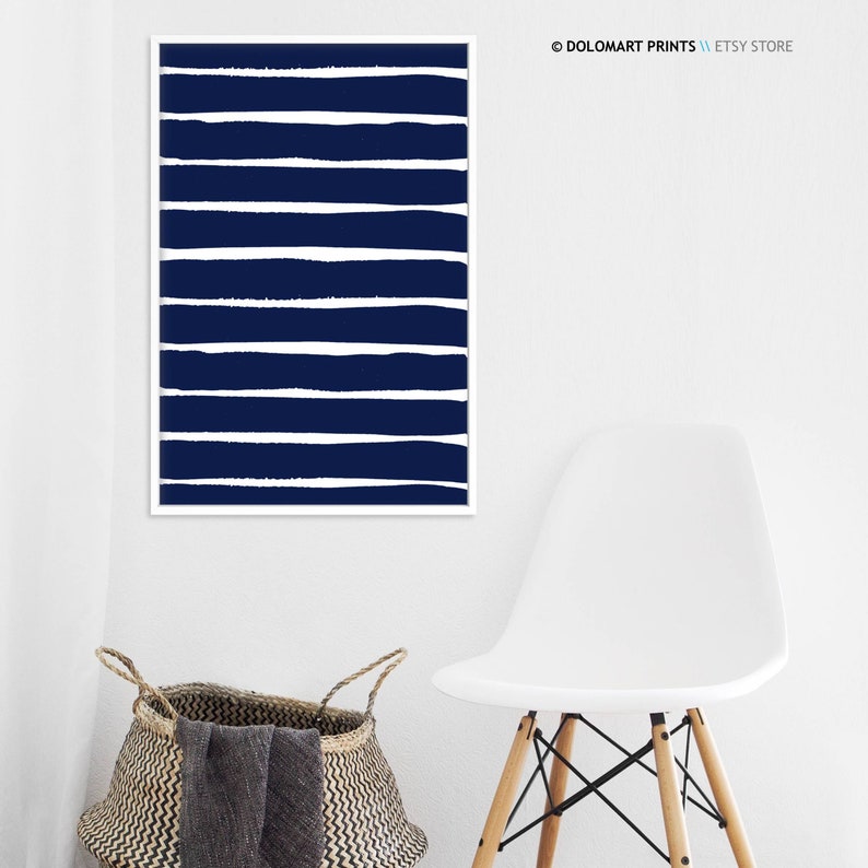 Indigo Blue Abstract Wall Art Watercolor Painting Modern Etsy