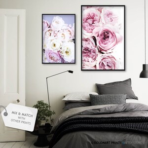 Pink Rose Peony Print, Floral Printable Art, Modern Flower Wall Art ...