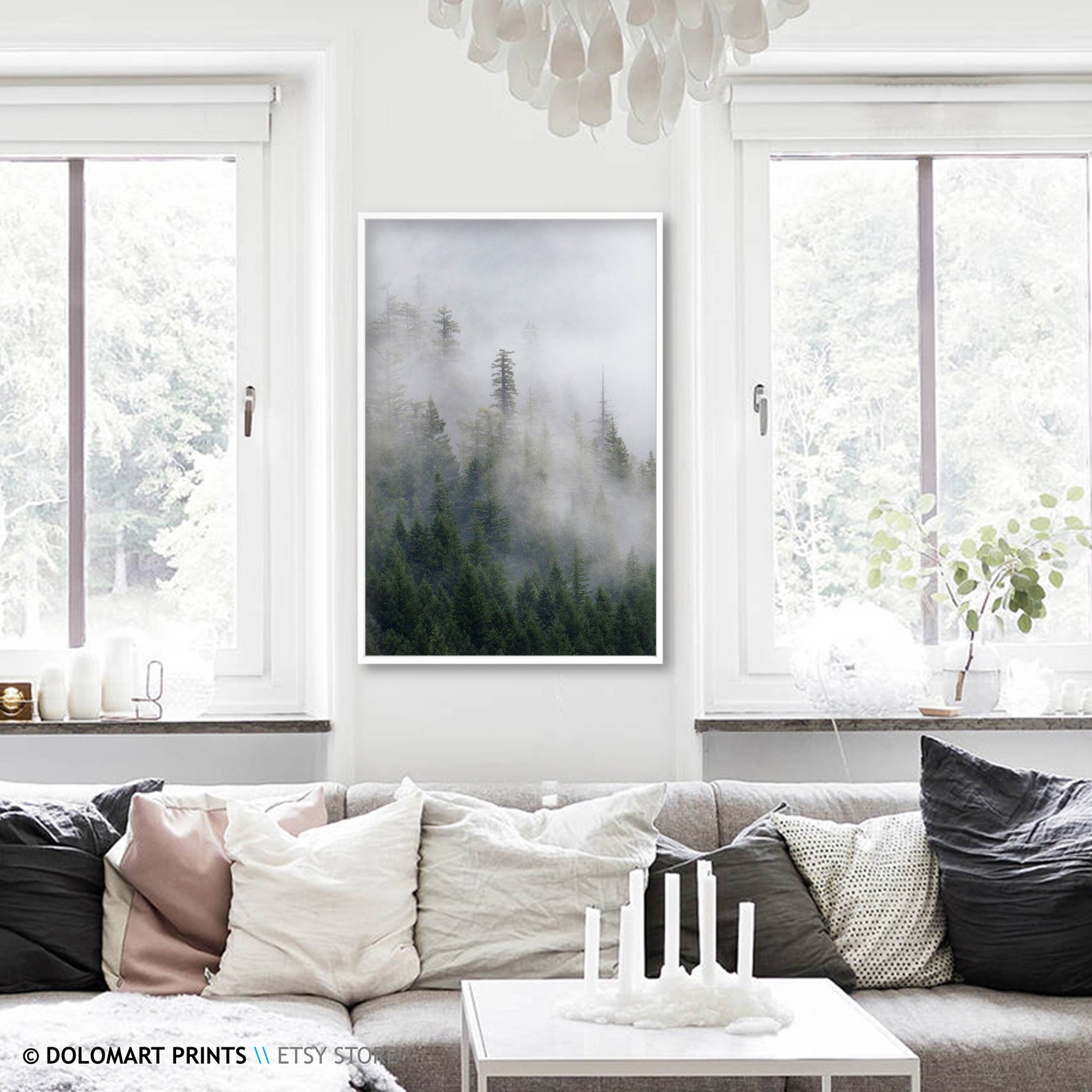 Modern Mountain Art Set of 3 Prints Forest Mountain Poster Art Etsy