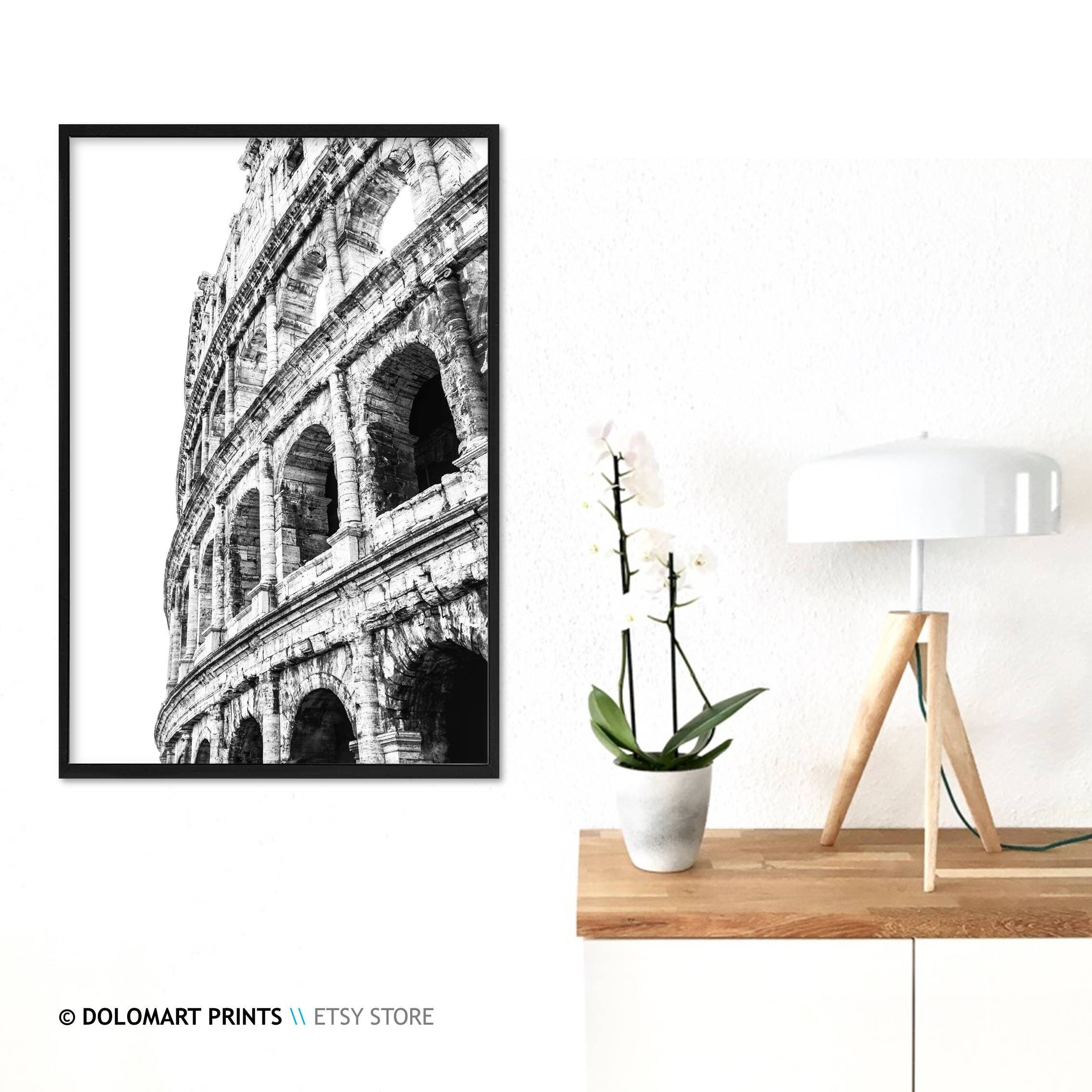 Rome Black and White Print Colosseum Wall Art Rome Italy Etsy