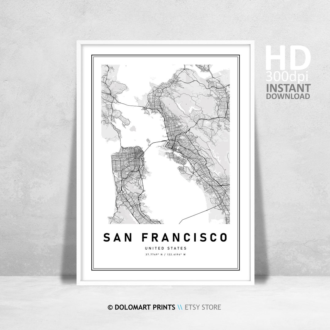 San Francisco Map Print, California Map, San Francisco Map Poster, San ...