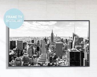Samsung Frame TV Art, Black and White Manhattan Skyline (Digital Download)