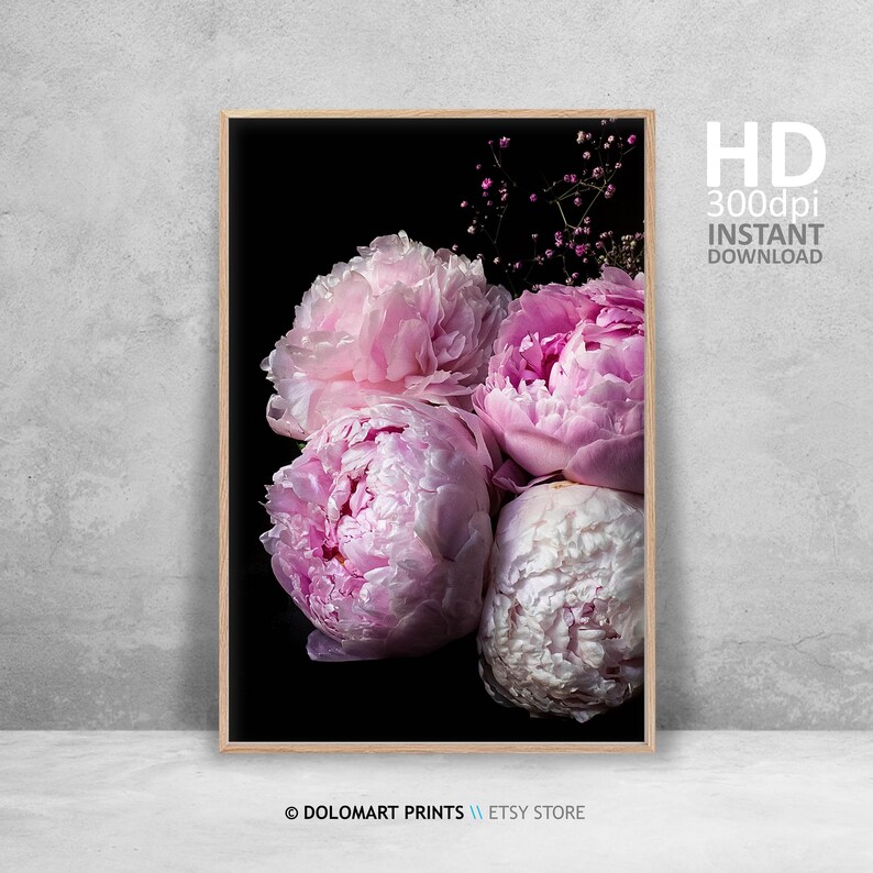 Pink Peonies Art Print, Floral Photography (Digital Download) image 3