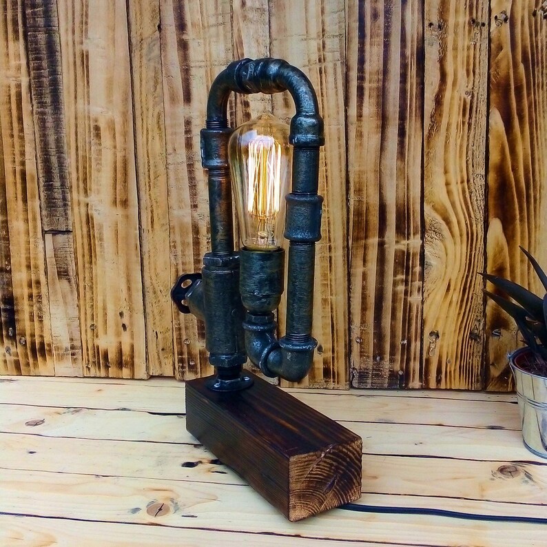 Table Lamp Pipe Lamp Man Cave Decor Industrial Decor Lake Etsy