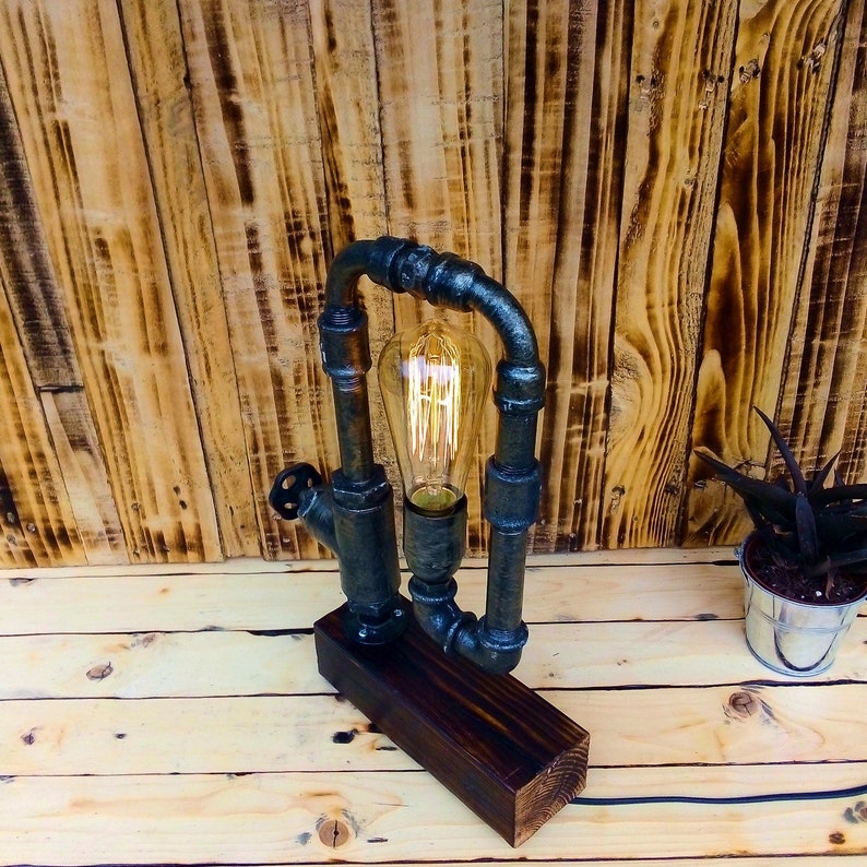 Table Lamp Pipe Lamp Man Cave Decor Industrial Decor Lake Etsy