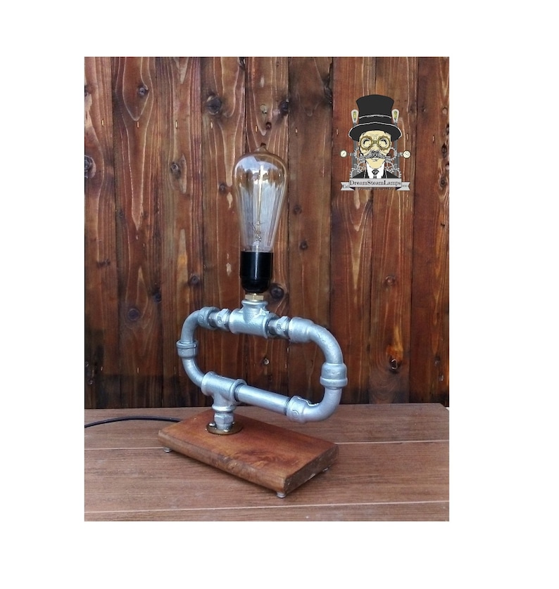 Rustic Home Decor Edison Lamp Desk Accessories Steampunk Light Bedside Pipe Lamp Industrial Art Gift For Men Table Lamp Housewarming