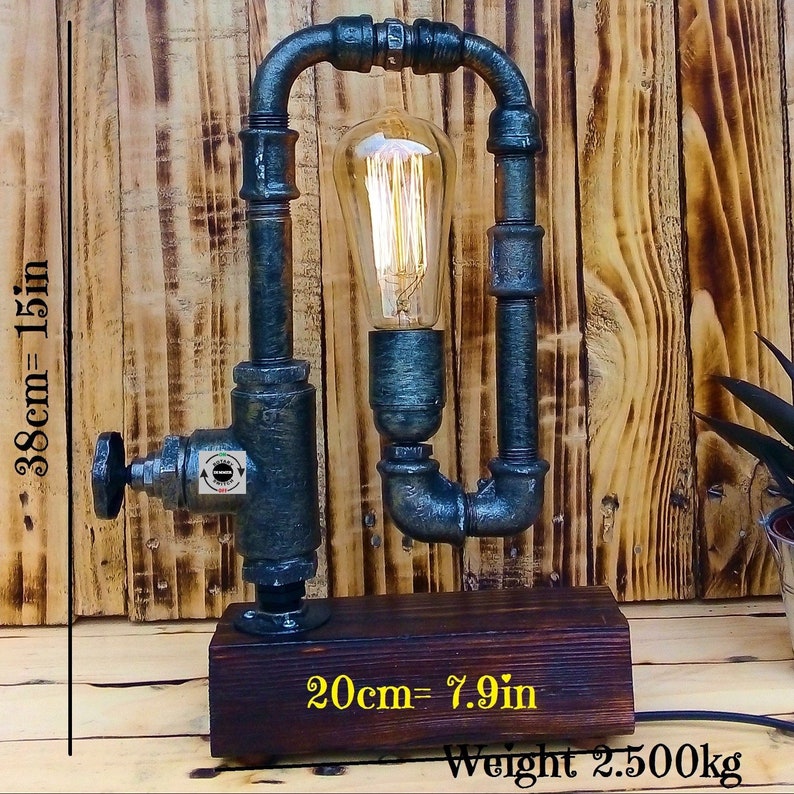 Table Lamp Pipe Lamp Man Cave Decor Industrial Decor Lake Etsy