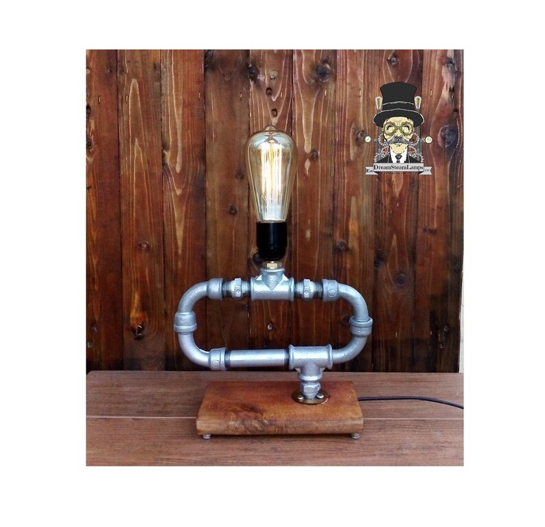 Rustic Home Decor Edison Lamp Desk Accessories Steampunk Light Bedside Pipe Lamp Industrial Art Gift For Men Table Lamp Housewarming