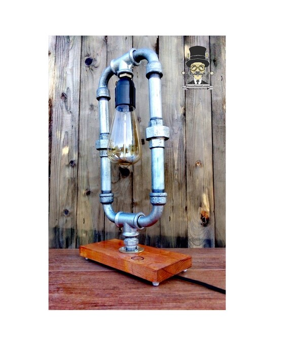 Rustic Home Decor Edison Lamp Desk Accessories Steampunk Light Bedside Pipe Lamp Industrial Art Gift For Men Table Lamp Housewarming