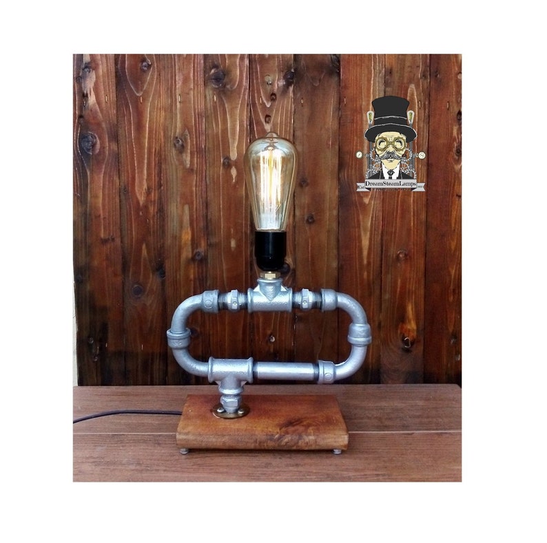 Rustic Home Decor Edison Lamp Desk Accessories Steampunk Light Bedside Pipe Lamp Industrial Art Gift For Men Table Lamp Housewarming