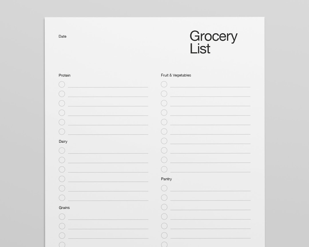 Grocery List Meal Planner Meal Planner Printable Shopping List Daily ...