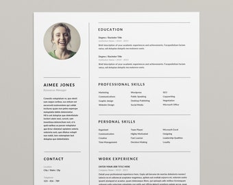 Plantilla de CV creativo - CV elegante - plantilla de CV profesional - plantilla de CV con foto - Plantillas de CV - Palabra de plantilla de CV - Diseño
