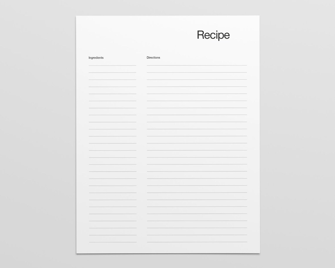 Recipe Binder Printable Recipe Binder Blank Recipe Book - Etsy