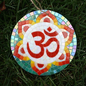 Mosaic wall hanging, mosaic decor, mosaic OM symbol
