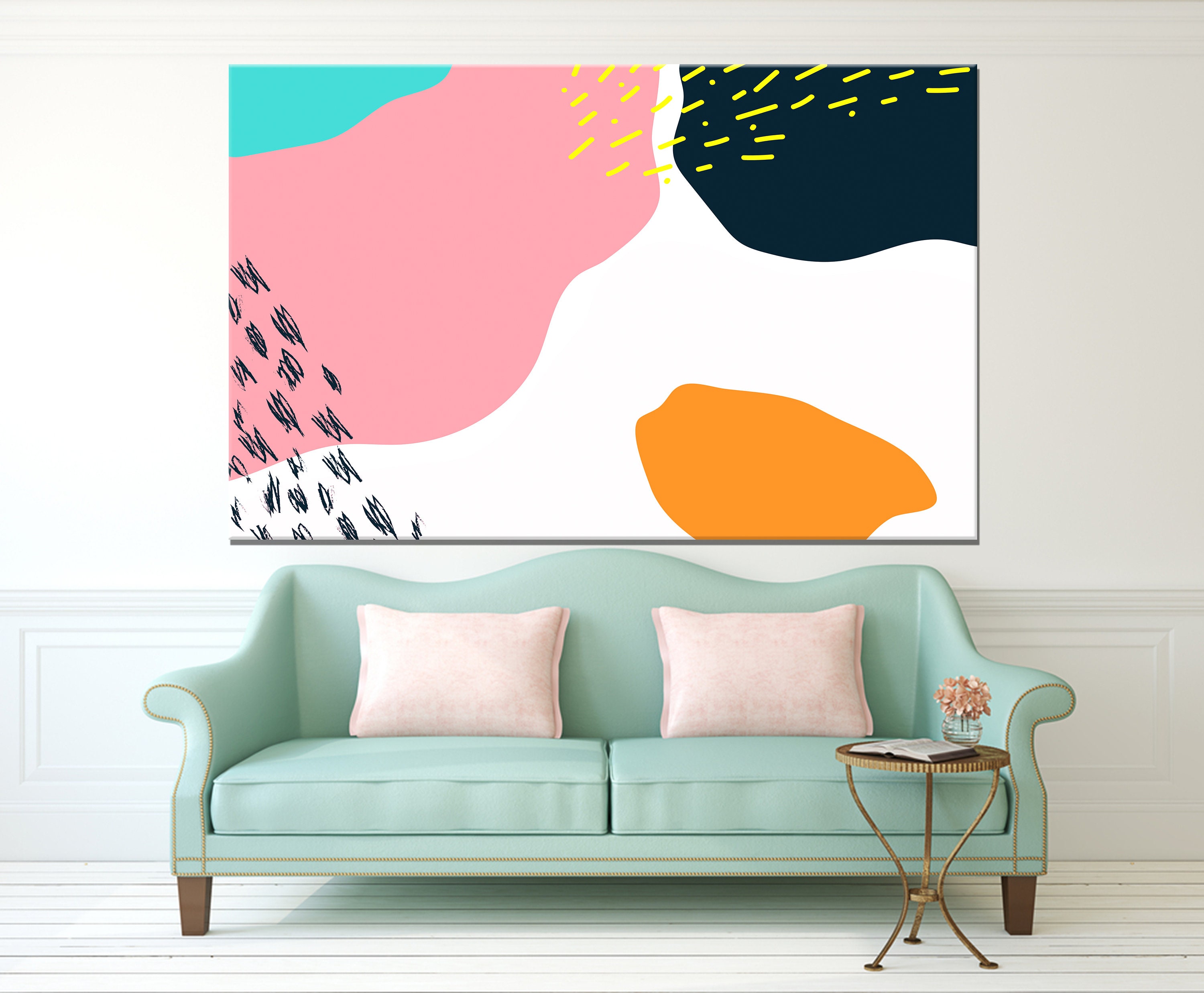 Multi Color shapes Wall Art Canvas Graphic Shapes Home Decor Etsy