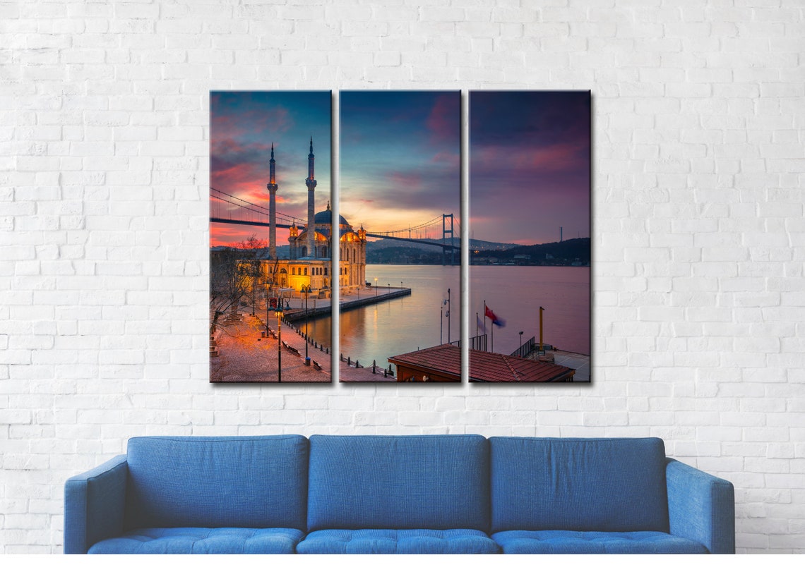 Istanbul Wall art canvas Istanbul Art Ortakoy Mosque Sunset | Etsy