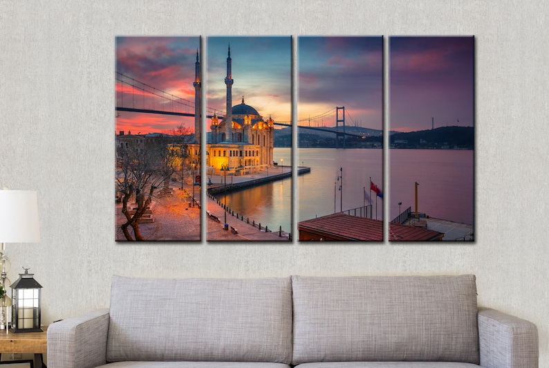 Istanbul Wall art canvas Istanbul Art Ortakoy Mosque Sunset Etsy
