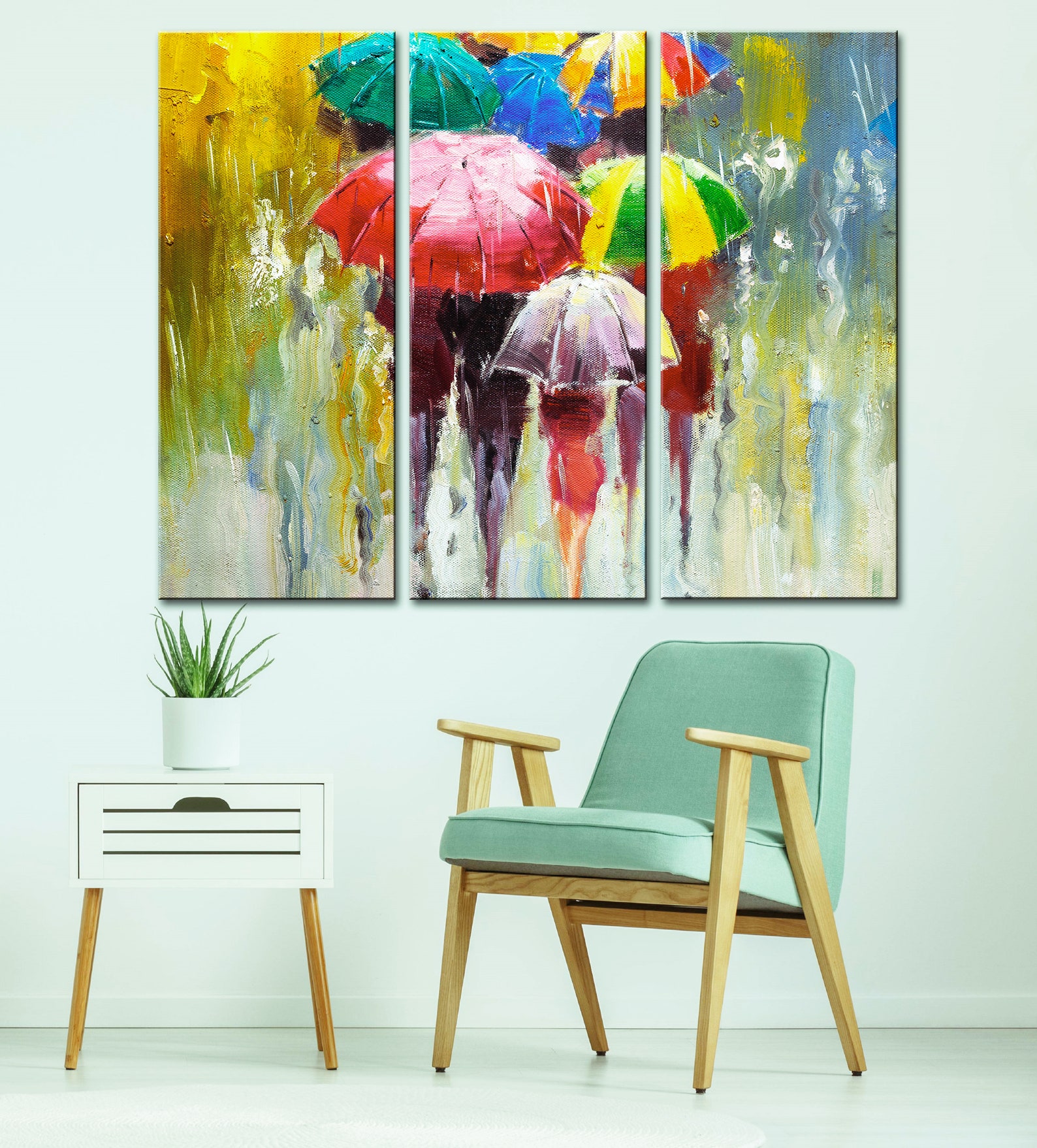 Umbrella Print Canvas Wall Art Canvas Wall Decor Canvas Etsy