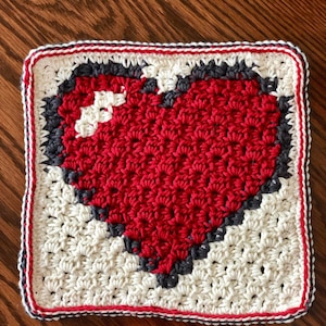St. Valentine&#39;s Dishcloth Washcloth Hotpad Crochet Pattern PDF Instant Download