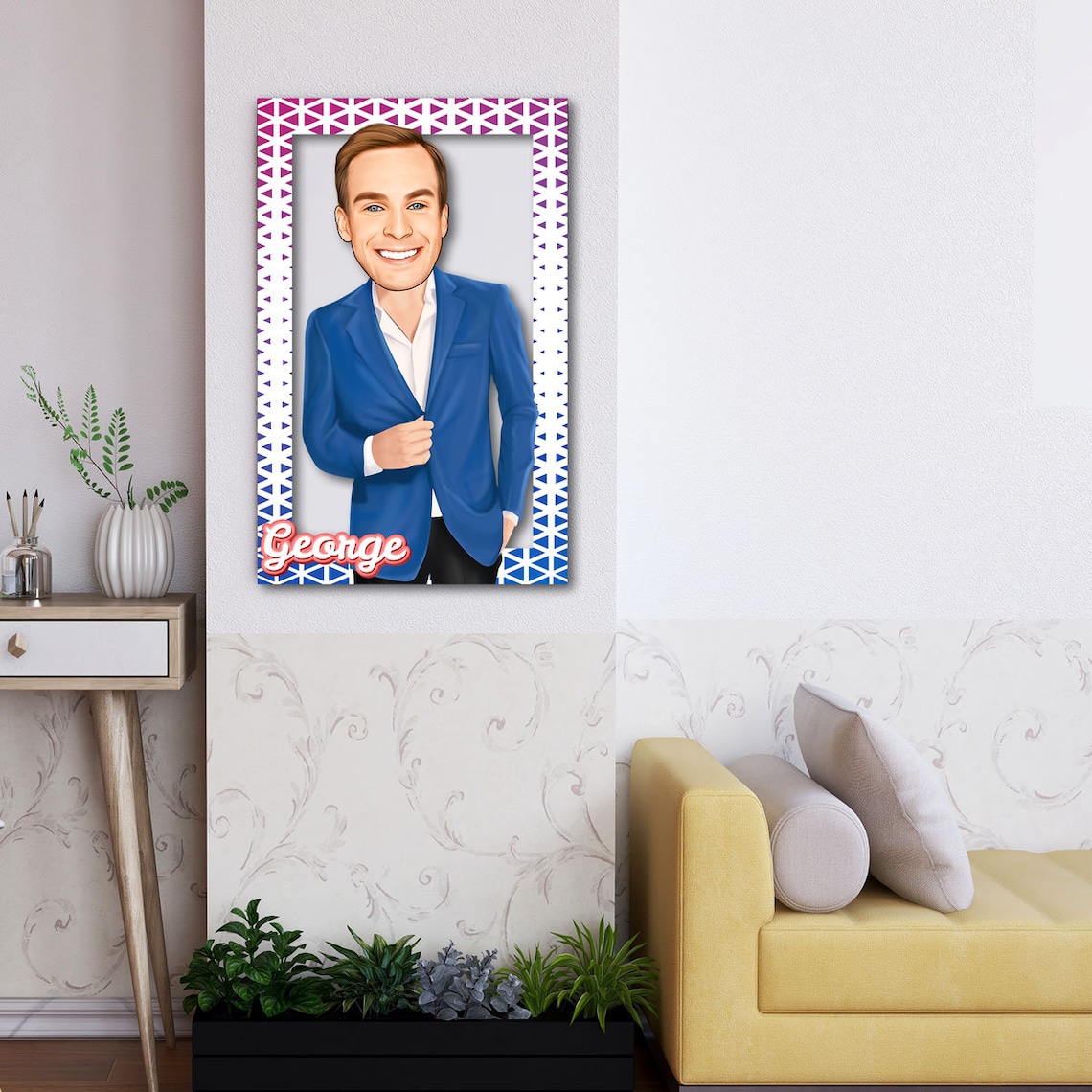 Personalized Male Cartoon Wooden Wall Art Caricature Etsy UK