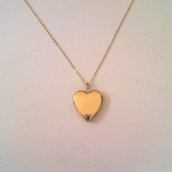 10k Yellow Gold Heart Locket on 14k Yellow Gold C… - image 2