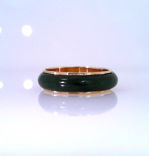 14K JADE SIZE 6.5 RING - image 1