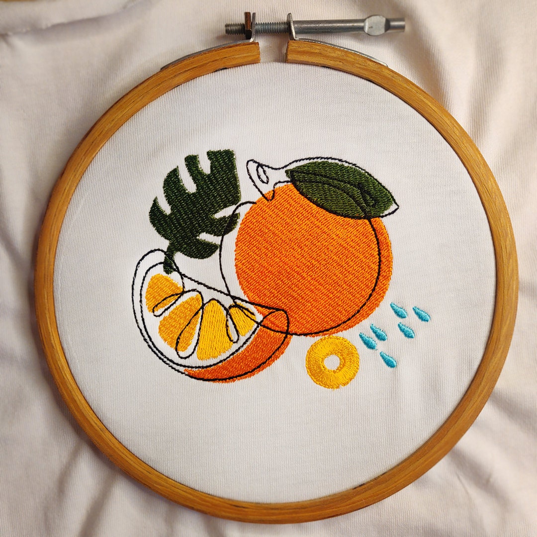 Orange Embroidery Design/ 2 Sizes/ Fruit Embroidery/ Fruit Designs