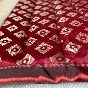 Maroon And Beige Handmade Table Runner With Tassels