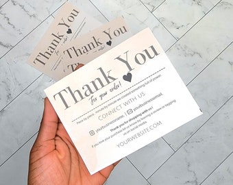 INSTANT DOWNLOAD and editable and printable Thank You Card without your logo - Order Insert-Minimalistic thank you cards| canva template