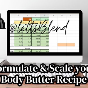 Build your own skincare formula body butter recipe spreadsheet Bath and body formulation template Body Butter formula guide image 1