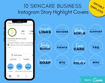 DIY BLUE Instagram Highlight cover | with esthetician icons | small business| Body Butter Business Highlight Covers |