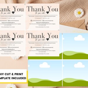 INSTANT DOWNLOAD and editable and printable Thank You Card without your logo Order Insert-Minimalistic thank you cards canva template image 5