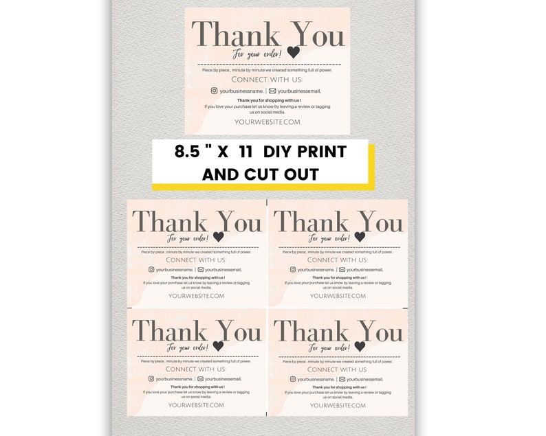 INSTANT DOWNLOAD and editable and printable Thank You Card without your logo Order Insert-Minimalistic thank you cards canva template image 6