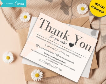 INSTANT DOWNLOAD and editable and printable Thank You Card without your logo - Order Insert-Minimalistic thank you cards| canva template