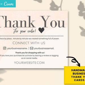 INSTANT DOWNLOAD and editable and printable Thank You Card without your logo Order Insert-Minimalistic thank you cards canva template image 2