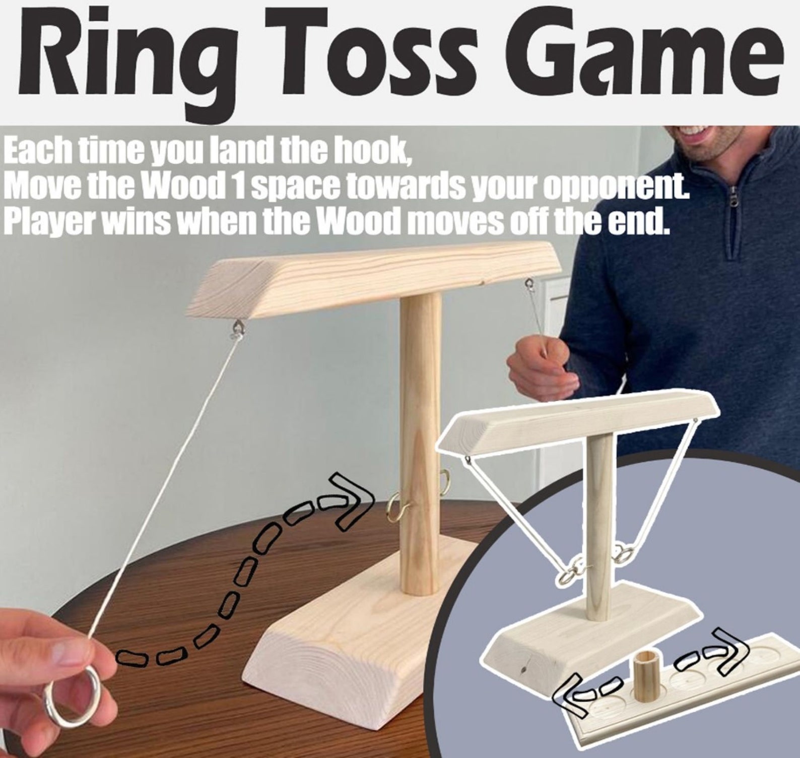Hook and Ring Game/ Table Game for 2 Player/ring Toss/ Ring Etsy