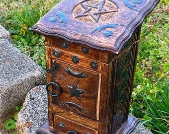 Pentacle Herb Altar Chest, Apothecary Cabinet, Altar Box, Kitchen Witch, Witchcraft Starter kit, Witchcraft Supplies, Altar Supplies