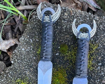 Handcrafted Athame Ritual Blade: Black Wrap, Moon Detail