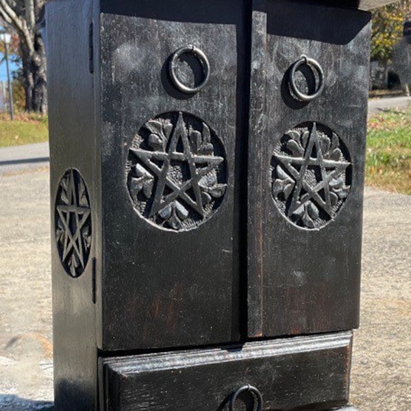 Pentacle Herb Chest,, Witchy Decor, Apothecary Cabinet, Witchcraft Starter kit, Witchcraft Supplies, Altar Supplies, Green Witch, Goth Decor