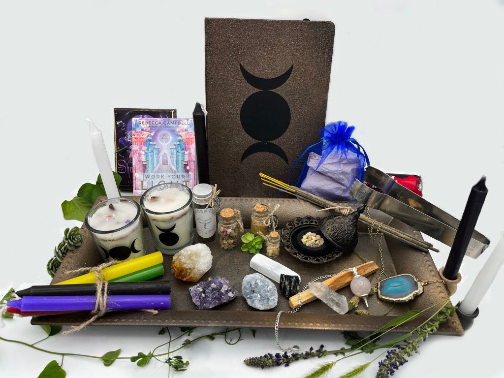 HXXF Witchcraft Supplies Kit 110 PCS, Beginner Witchcraft Kit for