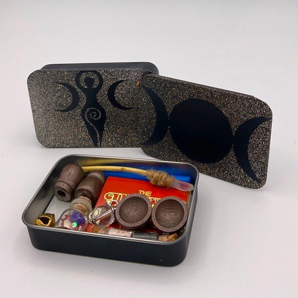 Travel Altar & Spell Kit, Beautiful Little Witchcraft Starter + Custom Spell Jars, Altar Set, Altar Table, Baby Witch, Witchcraft Supplies