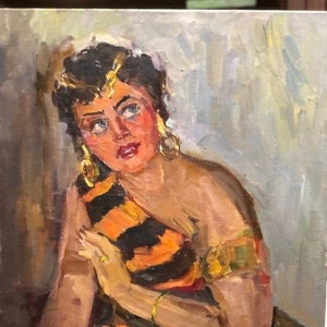 Female Portrait, Ukrainian Vintage painting by Alexander Shulgan. Oil on Canvas. Original Vintage Ukrainian Art.