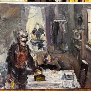 Etude, Ukrainian Vintage painting by Zorko Anatoliy. Oil on Cardboard. Original Vintage Ukrainian Art.