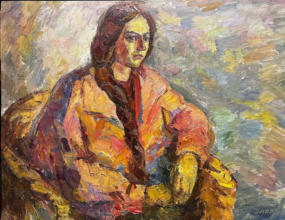 Female Portrait, Ukrainian Vintage Painting by Yaroslav Lavrinenko. Oil ...