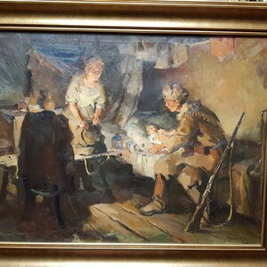Family, Ukrainian Vintage painting by Alexander Komyakhov. Oil on Canvas. Original Vintage Ukrainian Art.