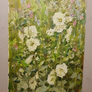 Flowers, Ukrainian Vintage painting by Komunar Berkuta. Oil on Cardboard. Original Vintage Ukrainian Art.