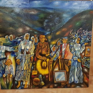 Hard Times, Ukrainian Vintage painting by Vladimir Mazkun. Oil on Canvas. Original Vintage Ukrainian Art.