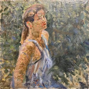 Female Portrait, Ukrainian Vintage painting by Nikolay Kozhukhovsky. Oil on Canvas. Original Vintage Ukrainian Art.
