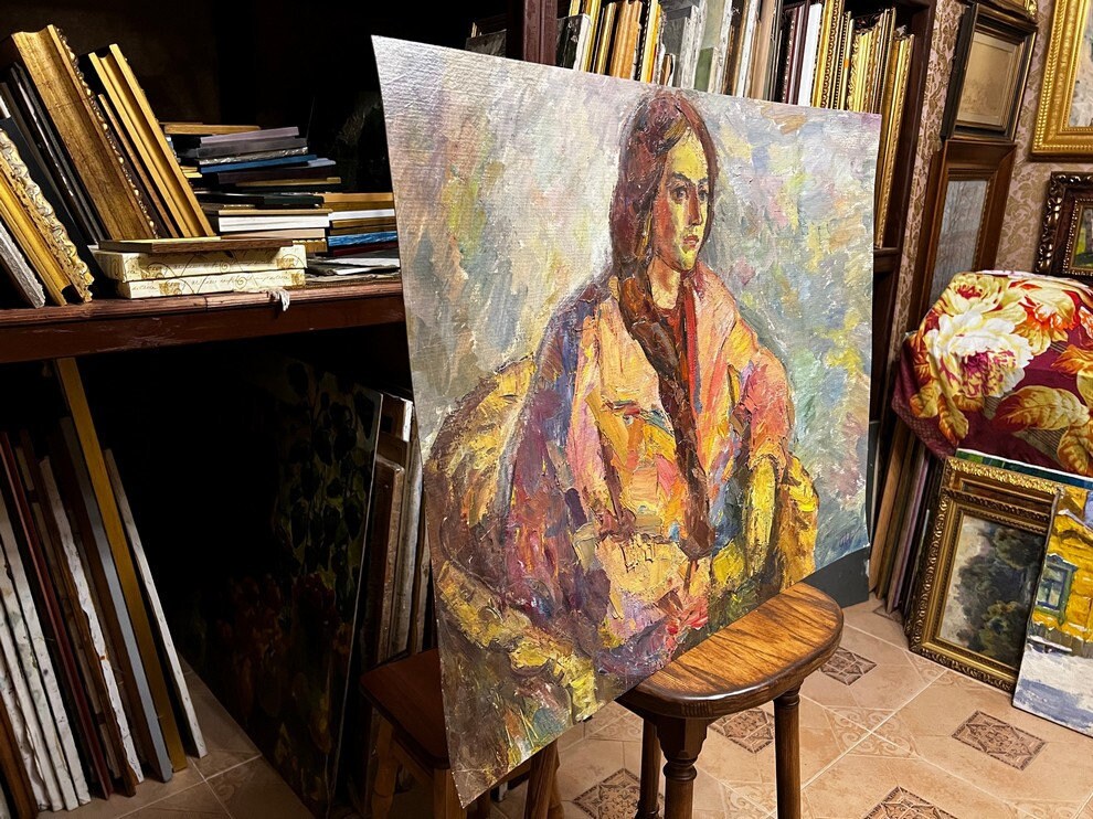 Female Portrait, Ukrainian Vintage Painting by Yaroslav Lavrinenko. Oil ...